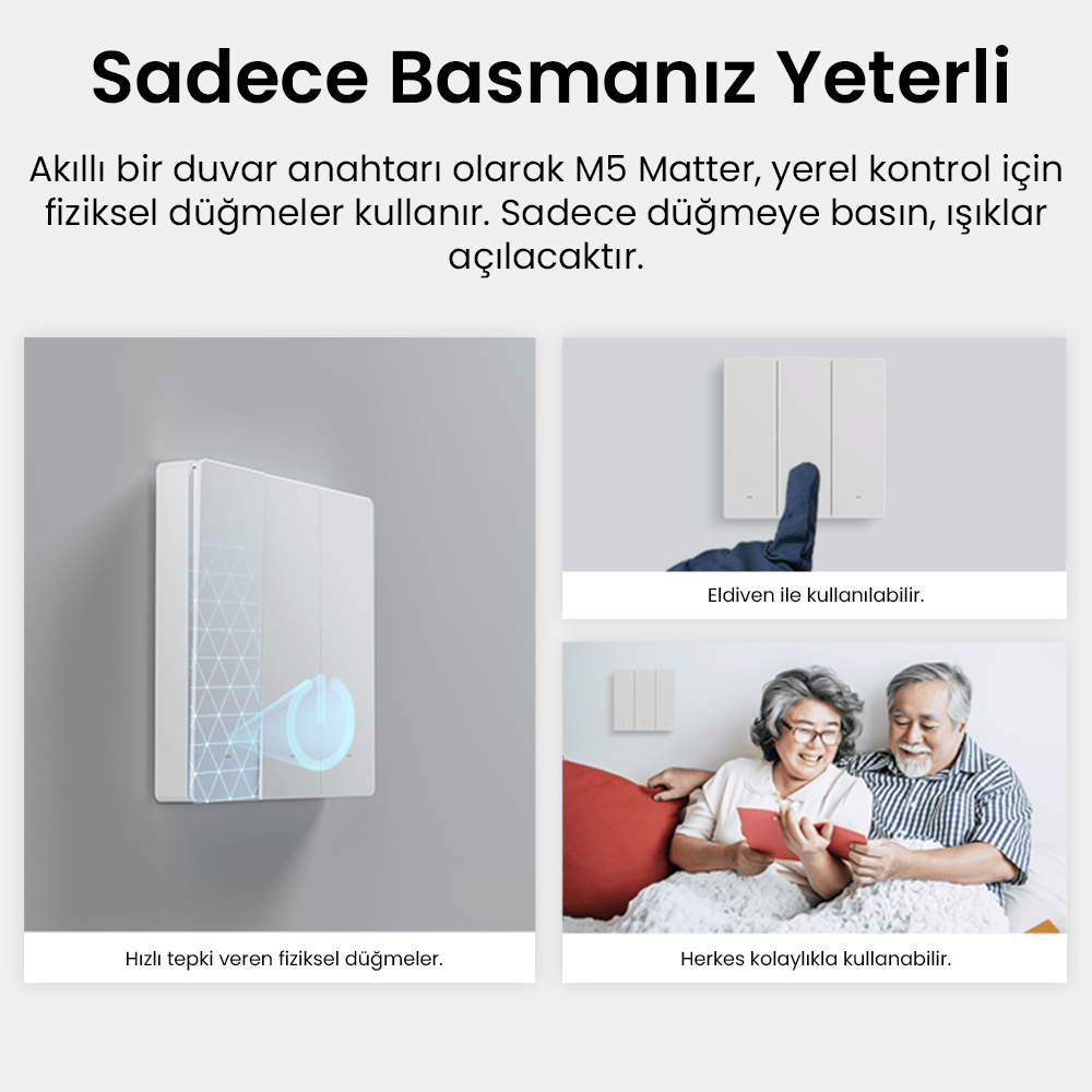 M5-1C-86w Beyaz Akıllı Duvar Anahtarı