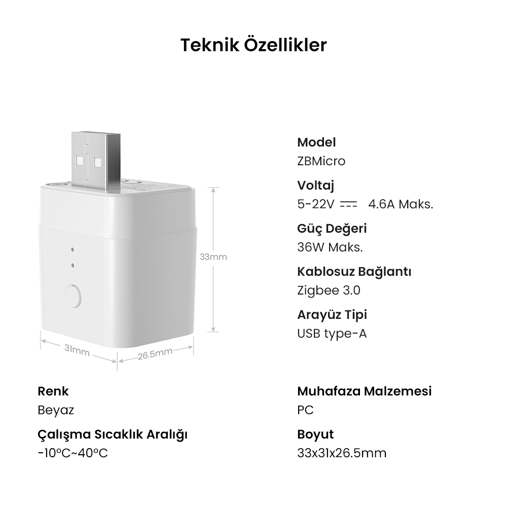 Micro Zigbee USB Akıllı Adaptör