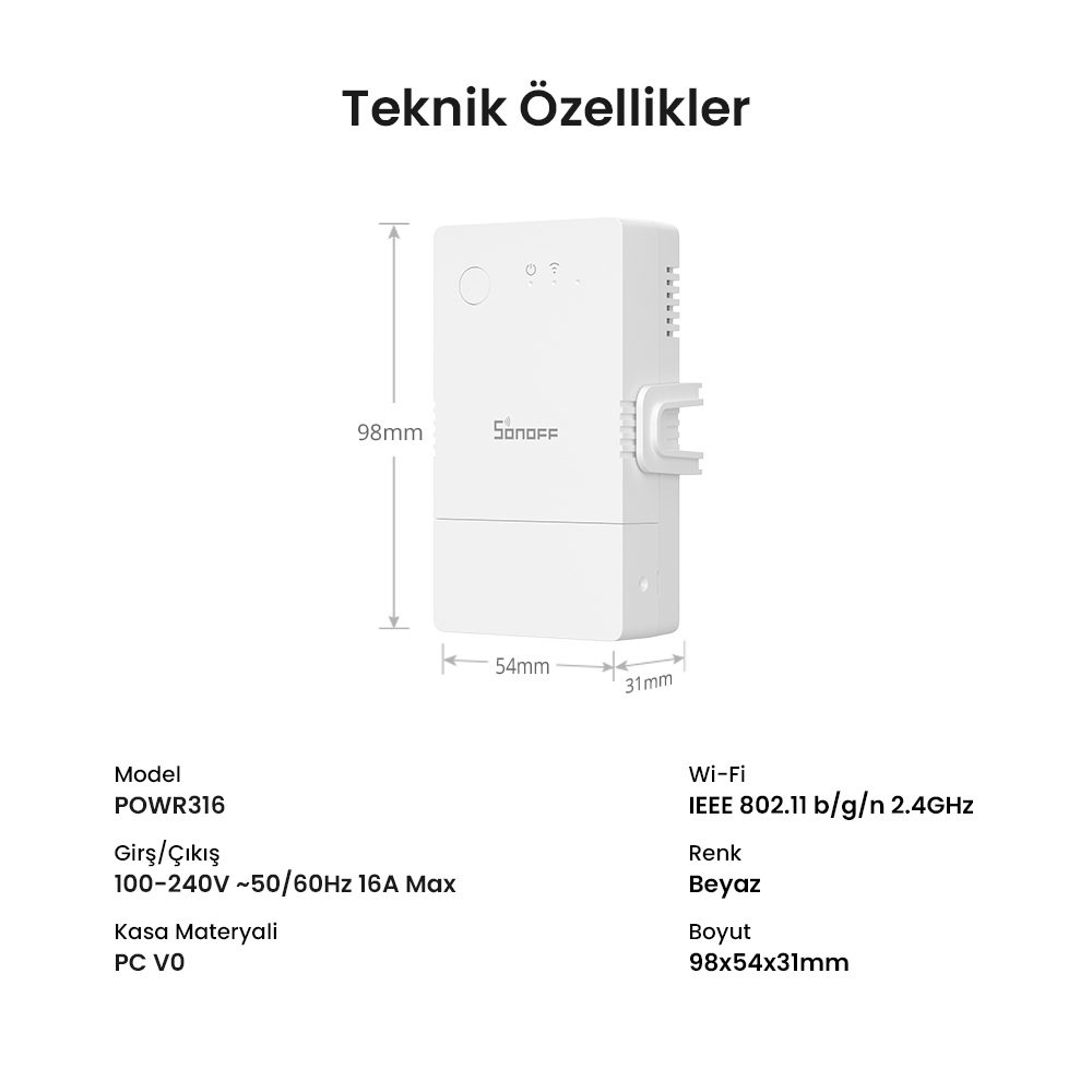 Pow R3 16AH Akıllı Enerji Ölçer