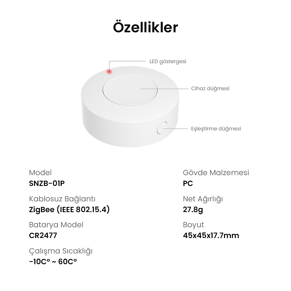 SNZB-01P Kablosuz ZigBee Buton