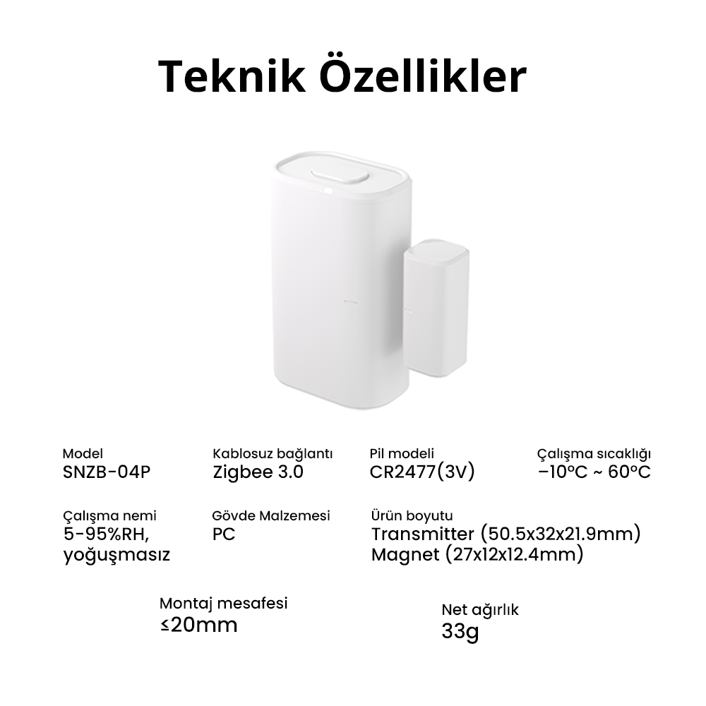 SNZB-04P ZigBee Kapı Pencere Sensörü