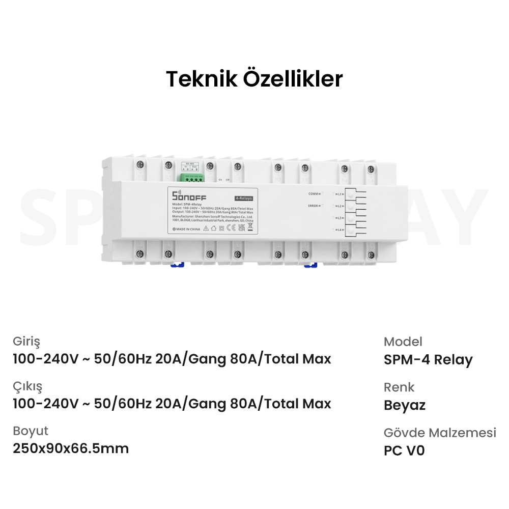 SONOFF SPM 4 Kanallı Güç Ölçerli Röle