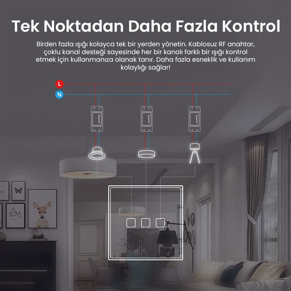 SONOFF T2-EU-2C 433MHz
Kablosuz Akıllı Duvar Anahtarı